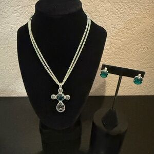Brighton "GRACEFUL CROSS" Necklace, Earrings Set.  * Like New *